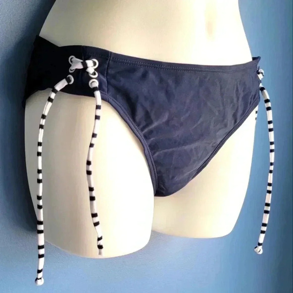 NWT ESPIRT Side Tie Navy Blue & Bikini Bottom size L - Picture 2 of 5